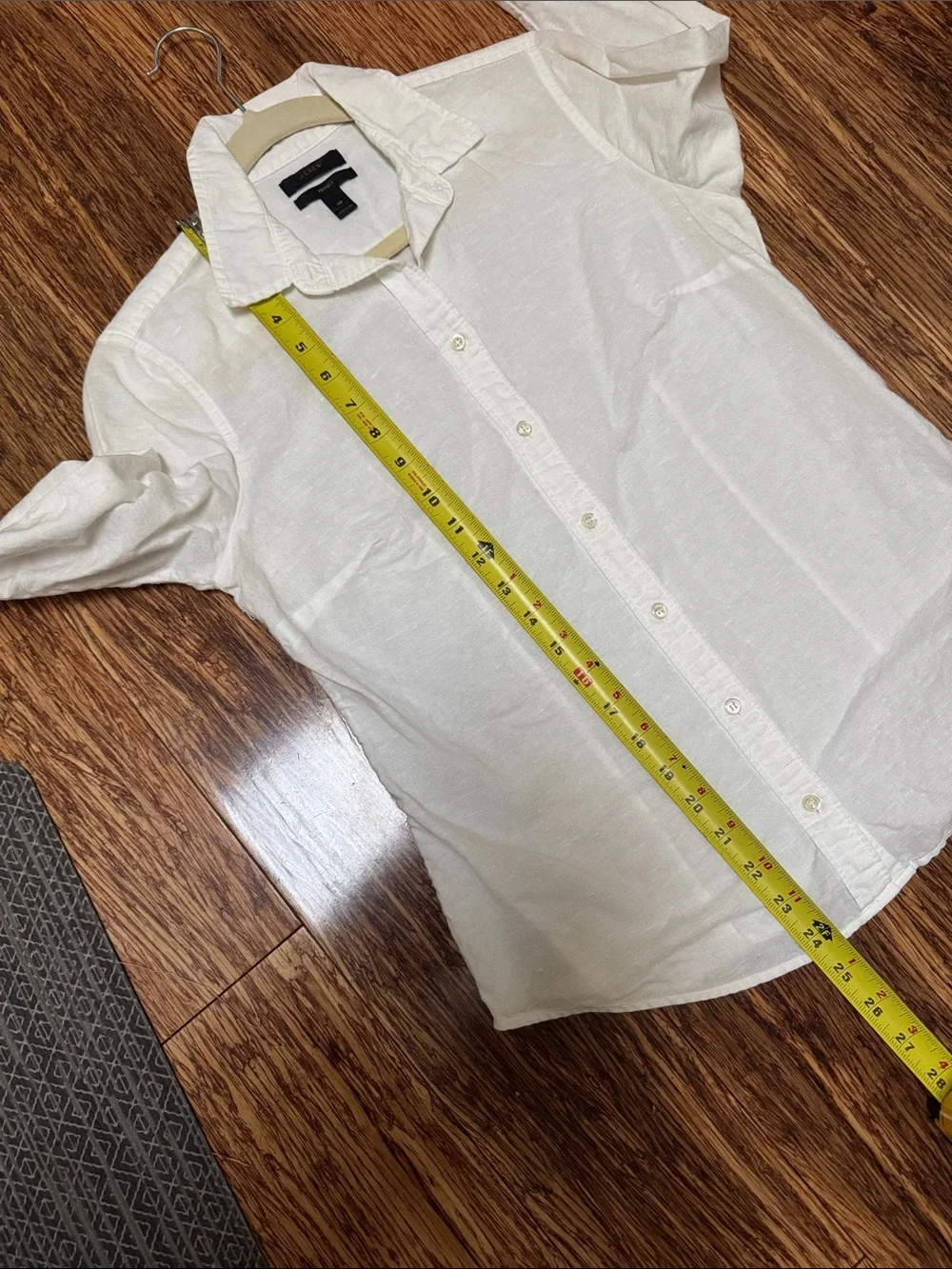J. Crew Perfect white linen blend collared long sleeve button down shirt size 4P